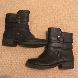 Black leather ankle boots